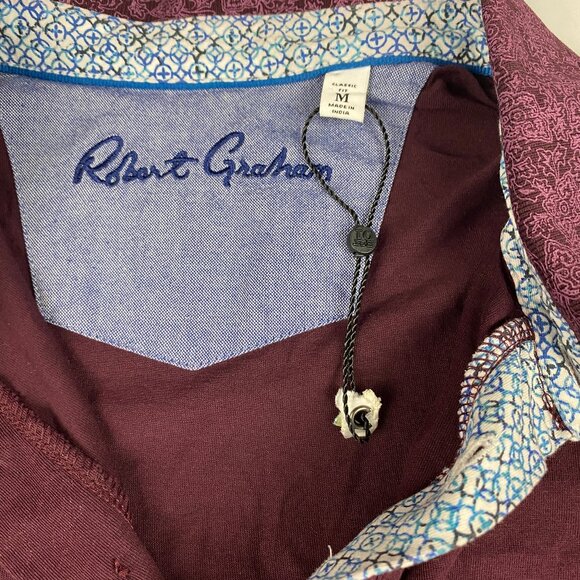 Robert Graham Short Sleeve Polo Shirt Men’s Medium Classic Fit Burgundy - Picture 5 of 10